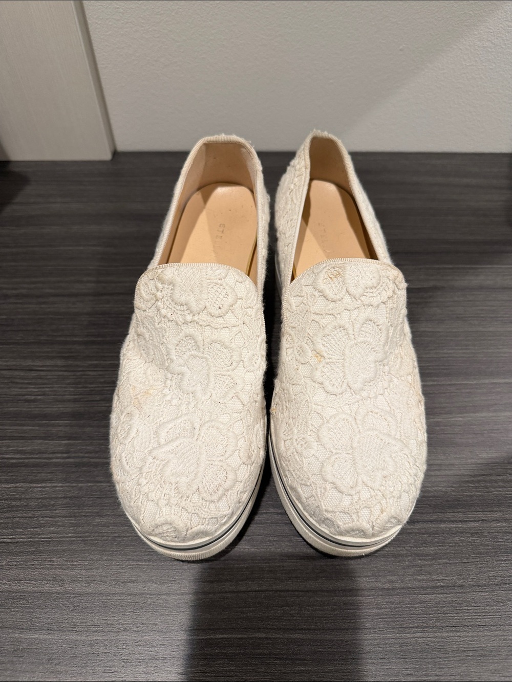 Stella McCartney Cream Lace Slip-On Mules